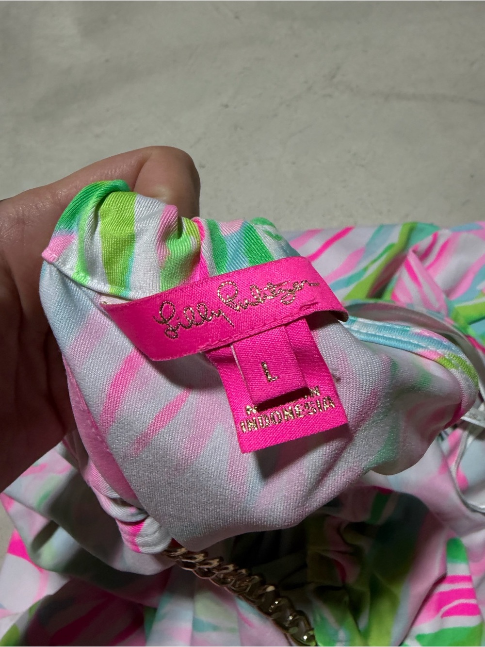 Lilly pulitzer Bowen Bright Tropical Halter Top Pink Green Floral Print large - Picture 5 of 10